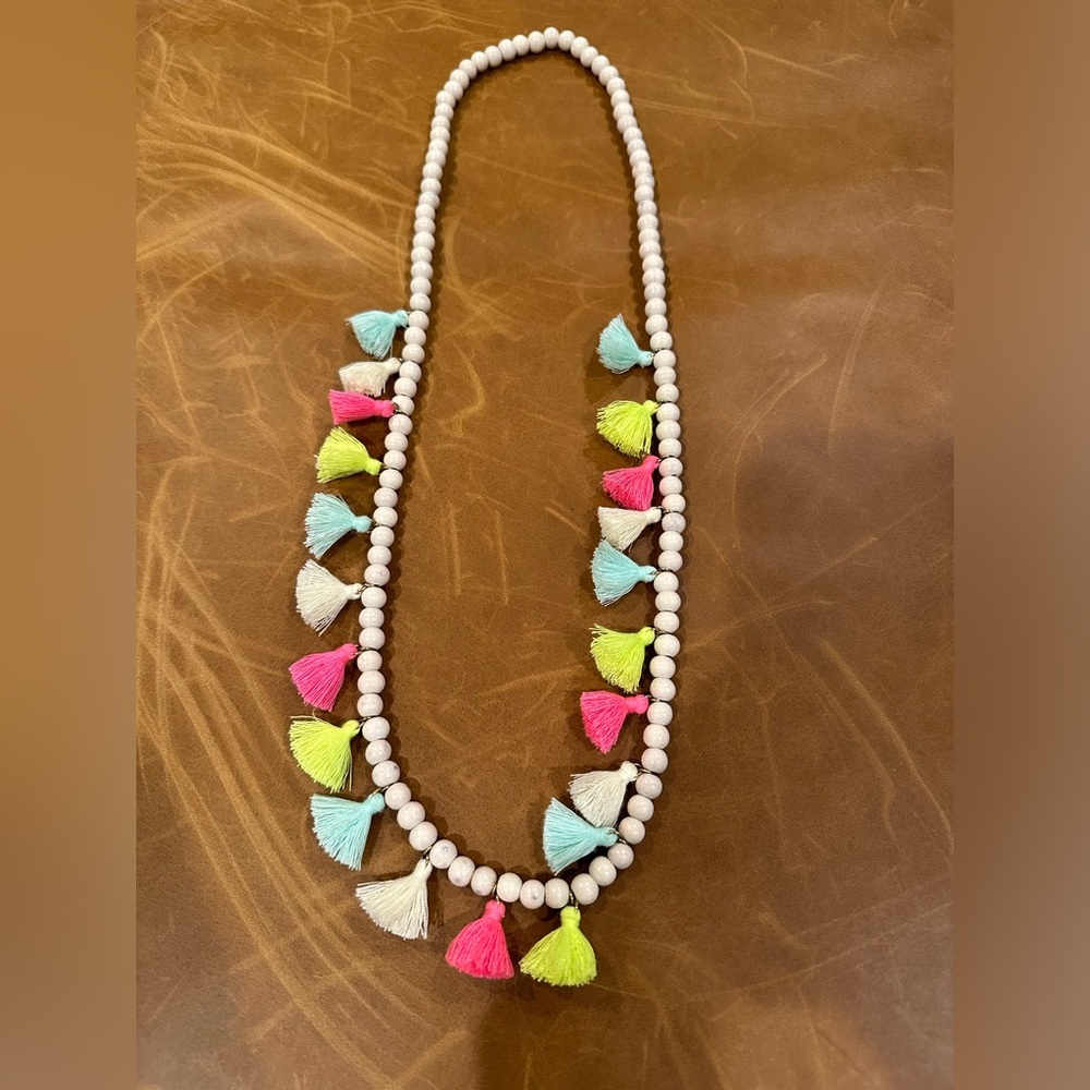 Beaded colorful tassel necklace